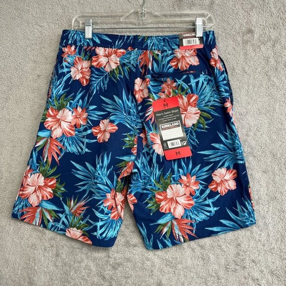 NEW Kirkland Signature Men's M Swim Shorts Stretch Floral Hawaiian - Picture 3 of 7
